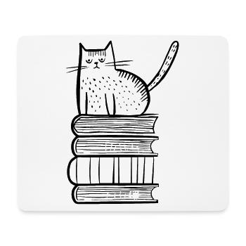 Katze mit Büchern - Mousepad (Querformat) - Weiß - Vorne