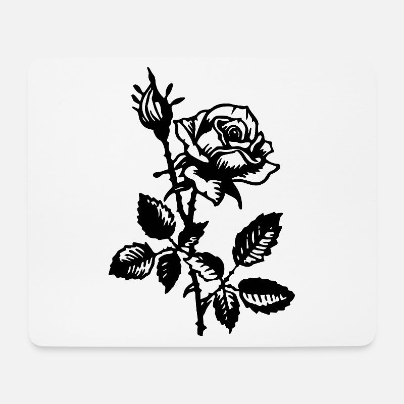 Rose Blume - Mousepad (Querformat) - Weiß