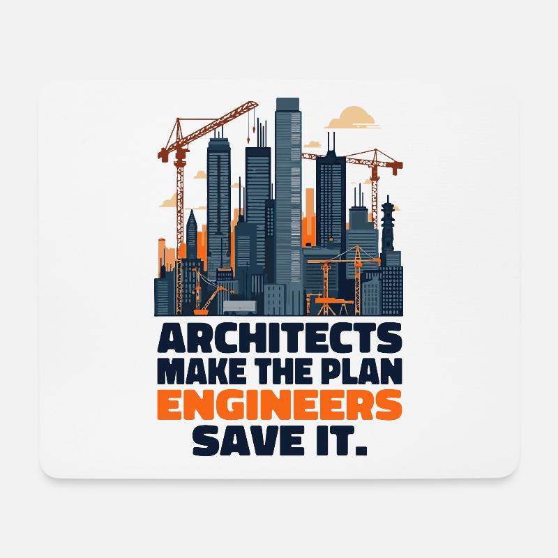 Architekten machen den Plan, Ingenieure retten ihn - Mousepad (Querformat) - Weiß