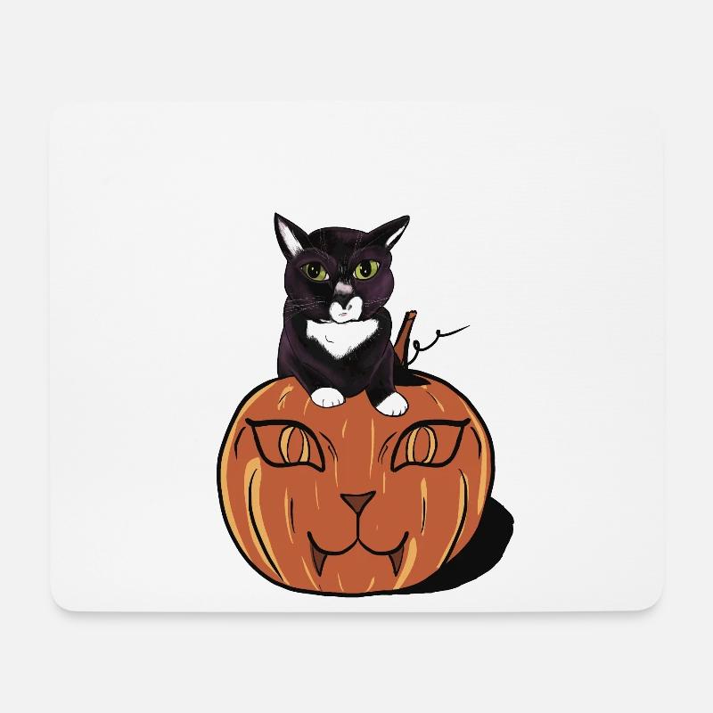 Halloween Schwarze Katze - Mousepad (Querformat) - Weiß