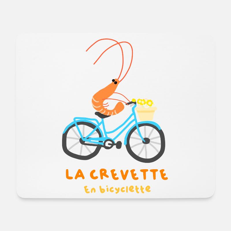 Shrimp on a bicycle - Mouse Pad (horizontal) - white