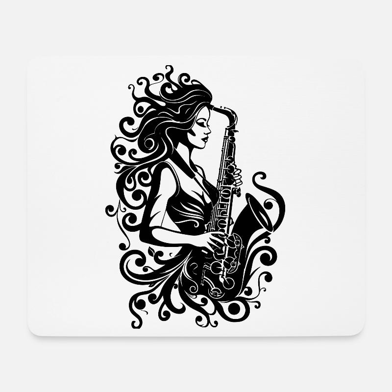 Saxophonspielerin - Mousepad (Querformat) - Weiß