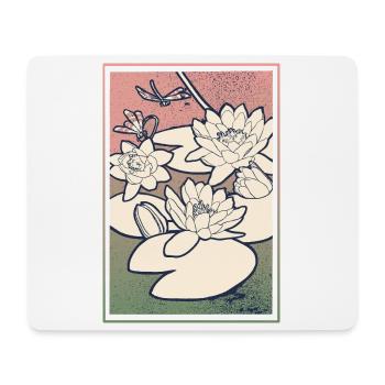 Seerosen Illustration – Ruhe & Natur - Mousepad (Querformat) - Weiß - Vorne