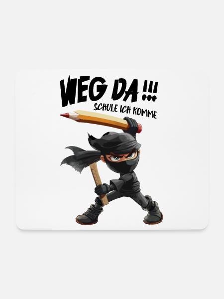 Ninja mit Bleistift und Messer Schulkind 1.Klasse - Mousepad (Querformat) - Weiß