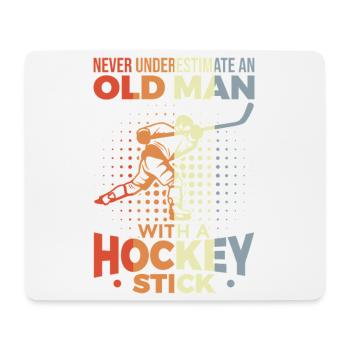 Unterschätze nie alte Eishockeyspieler - Mousepad (Querformat) - Weiß - Vorne