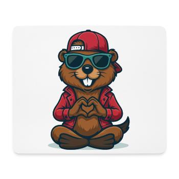 Cooler Herz-Biber - Mousepad (Querformat) - Weiß - Vorne