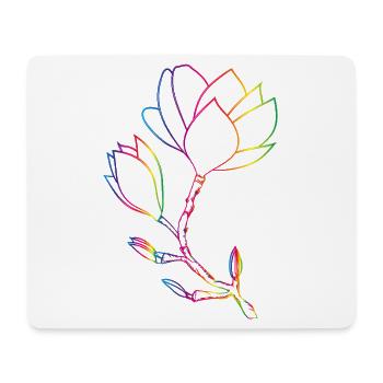 Dessin au trait de magnolia coloré moderne - Tapis de souris (format paysage) - blanc - Devant