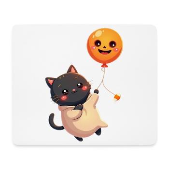 Halloween Katze mit Halloween Kürbis - Mousepad (Querformat) - Weiß - Vorne