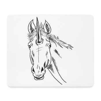 Unicorn Sketch Line Art Design Minimalist Fantasy - Mouse Pad (horizontal) - white - Front