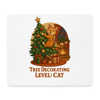 Kater schmückt Weihnachtsbaum - Mousepad (Querformat) - Weiß - Vorne