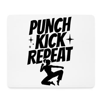 Silhouette de kickboxeur - Coup de poing, coup de pied, répétition - Tapis de souris (format paysage) - blanc - Devant