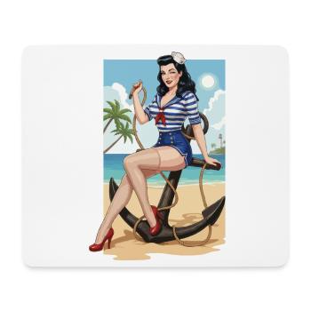 Pin-up de marin de plage - Tapis de souris (format paysage) - blanc - Devant