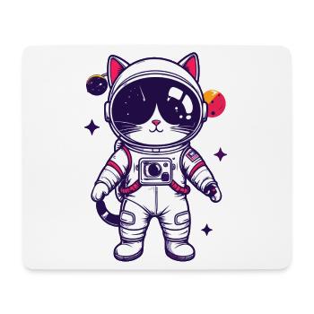 Weltraumkatze Katze im Astronautenanzug Motiv - Mousepad (Querformat) - Weiß - Vorne