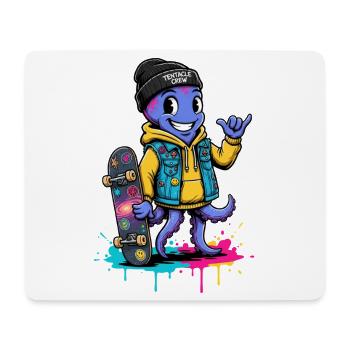 Dessin animé Tentacule Skate Crew - Tapis de souris (format paysage) - blanc - Devant
