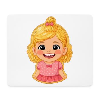 Motif biscuit fille joyeuse en robe rose - Tapis de souris (format paysage) - blanc - Devant
