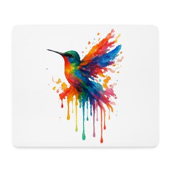 Kolibri-Pop-Art-Aquarell - Mousepad (Querformat) - Weiß - Vorne