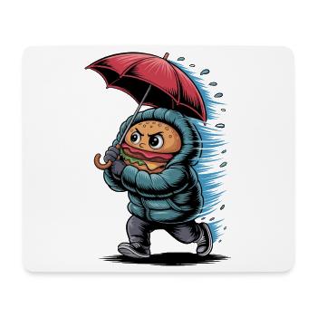 Burger drôle sous la pluie avec parapluie et - Tapis de souris (format paysage) - blanc - Devant