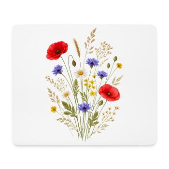 Bunter Wildblumenstrauß Natur Floral Design - Mousepad (Querformat) - Weiß - Vorne