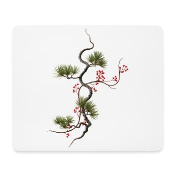 Ikebana Fichte mit roten Beeren Zen Stil - Mousepad (Querformat) - Weiß - Vorne