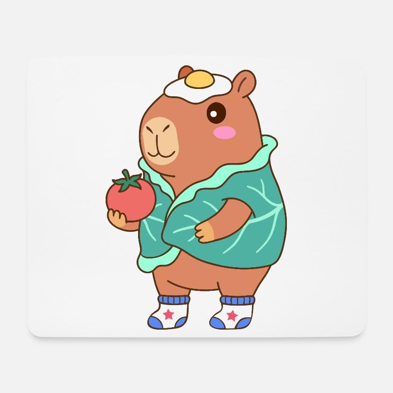 Lustiges Capybara-Salatpapier – süßes Feinschmeckergeschenk - Mousepad (Querformat) - Weiß