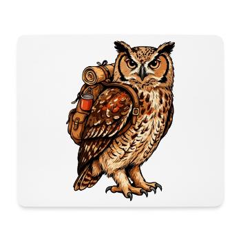 Eule mit Rucksack - Mousepad (Querformat) - Weiß - Vorne