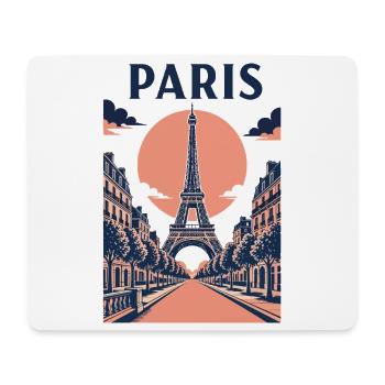Paris Pink Sky – Eiffelturm und Straße - Mousepad (Querformat) - Weiß - Vorne