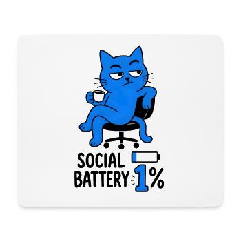 Geek-Humor-Chat "Social Battery 1%" - Mousepad (Querformat) - Weiß - Vorne