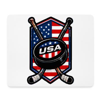 USA Eishockey Flaggen Schild - Mousepad (Querformat) - Weiß - Vorne