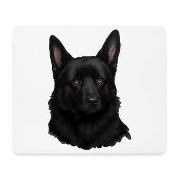 Schwarzer Schäferhund Kopf Portrait - Mousepad (Querformat) - Weiß - Vorne