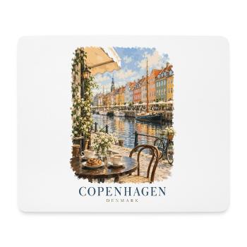 Kopenhagen, Dänemark Gemütlicher Hafen - Mousepad (Querformat) - Weiß - Vorne