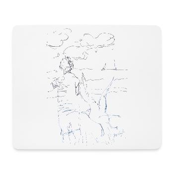 Lustige Skizze mit Möwe von Jörg Langhans - Mousepad (Querformat) - Weiß - Vorne