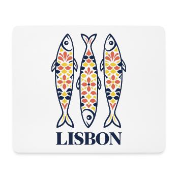 Lissabon, Portugal Sardinen, bunte Volkskunst - Mousepad (Querformat) - Weiß - Vorne