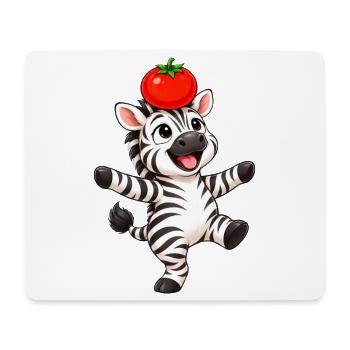 Zebra süß Cartoon tanzend Tomate balancieren - Mousepad (Querformat) - Weiß - Vorne