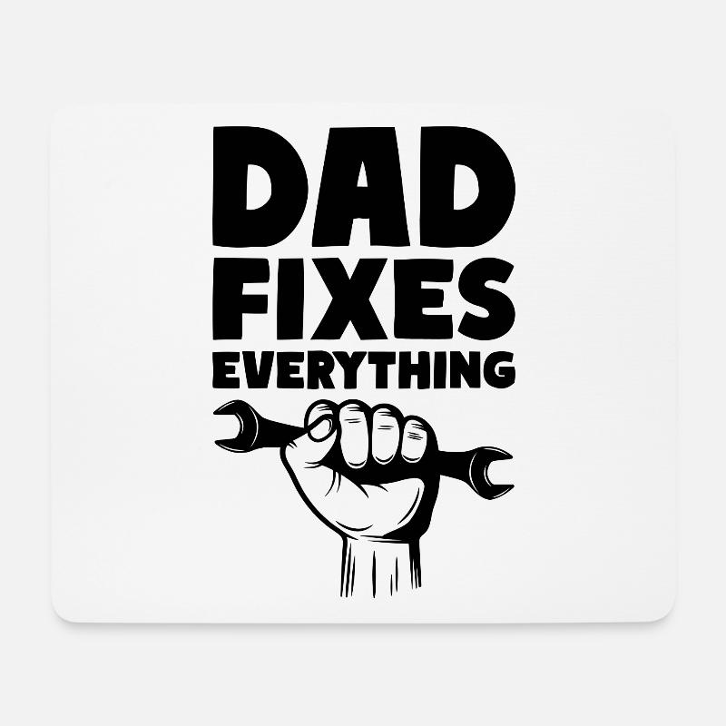 Dad Fixes Everything Reparieren Papa Vater - Mousepad (Querformat) - Weiß