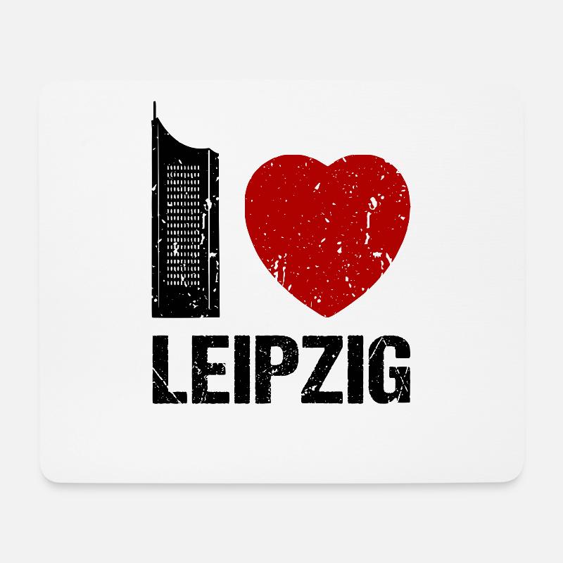 I love Leipzig Skyline Hochhaus Stadt Leipzig - Mousepad (Querformat) - Weiß