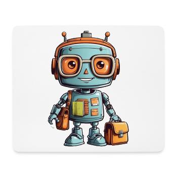 Petit robot avec cartable premier jour d’école - Tapis de souris (format paysage) - blanc - Devant