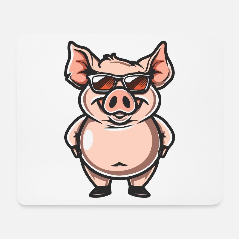 Schwein Cool Comic - Mousepad (Querformat) - Weiß