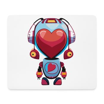 Roboter Manga Mädchen Herz - Mousepad (Querformat) - Weiß - Vorne