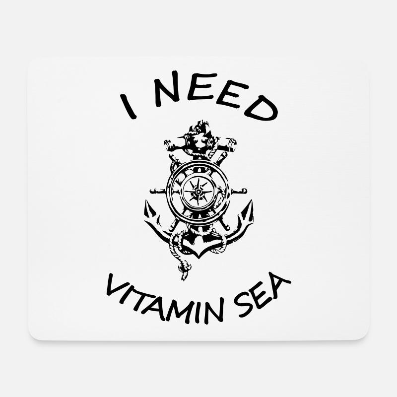 anchor compass steering wheel i need vitamin sea - Mouse Pad (horizontal) - white