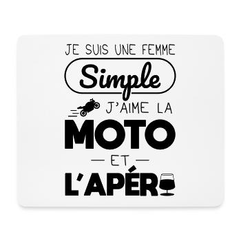 Je suis une femme simple, j'aime la moto et apero - Tapis de souris (format paysage) - blanc - Devant