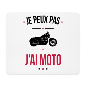 Je peux pas j'ai moto - Cadeau humour - Tapis de souris (format paysage) - blanc - Devant