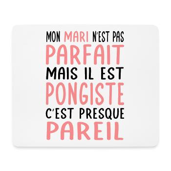 Mon mari n'est pas parfait mais il est pongiste - Tapis de souris (format paysage) - blanc - Devant
