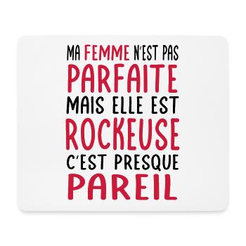 Ma femme n'est pas parfaite mais elle est rockeuse - Tapis de souris (format paysage) - blanc - Devant