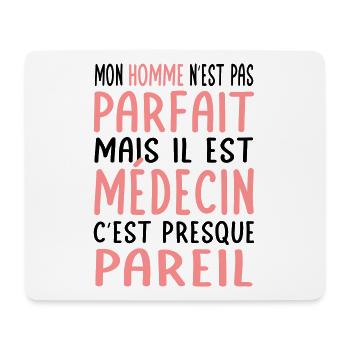 Mon homme n'est pas parfait mais il est médecin - Tapis de souris (format paysage) - blanc - Devant