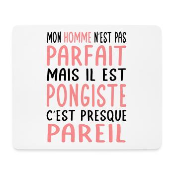 Mon homme n'est pas parfait mais il est pongiste - Tapis de souris (format paysage) - blanc - Devant