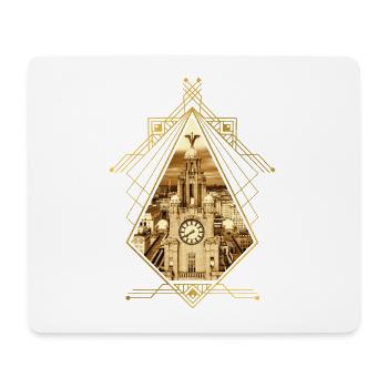 Liverpool Angleterre Ville Skyline Gold Home Amour - Tapis de souris (format paysage) - blanc - Devant