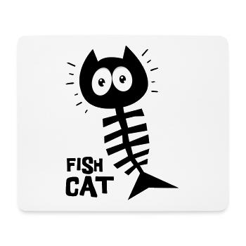 Poisson chat, humour, chat drôle - Tapis de souris (format paysage) - blanc - Devant