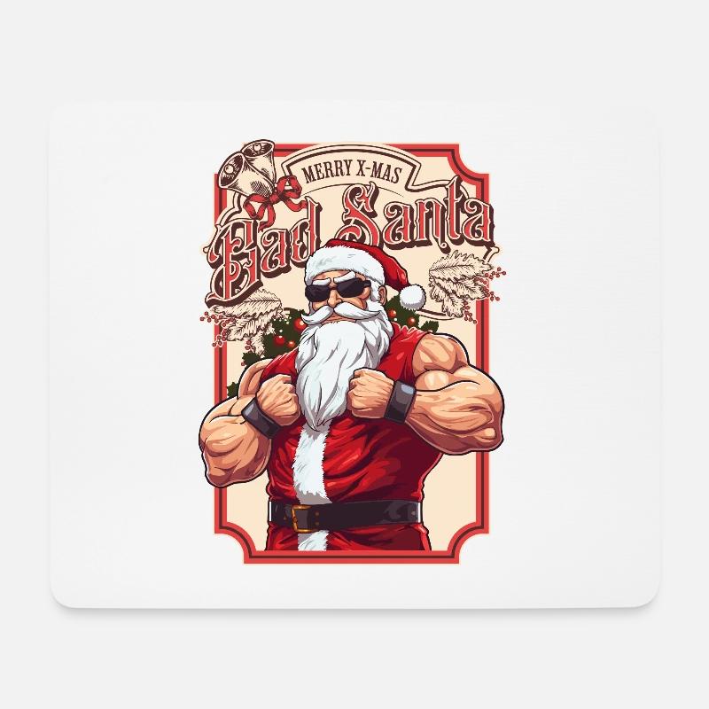 Bad Santa Weihnachtsmann Muskeln Stark Weihnachten - Mousepad (Querformat) - Weiß