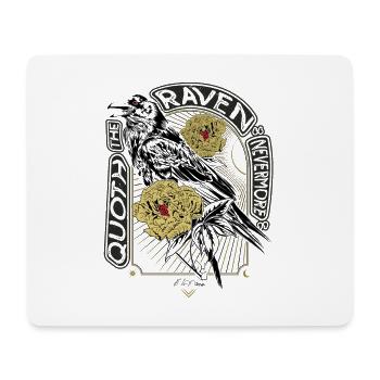 Corbeau et pivoines - Dessiné à la main - Lecture - Tapis de souris (format paysage) - blanc - Devant