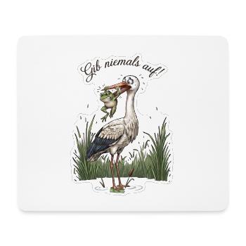 Gib niemals auf! – Frosch wehrt sich gegen Storch - Mousepad (Querformat) - Weiß - Vorne